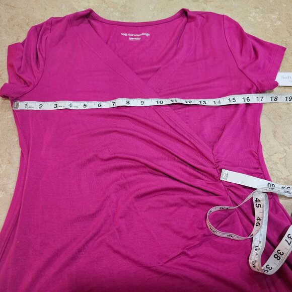 NWT Women's Soft Surroundings Giselle Dress Fiery Fuchsia Faux Wrap Size PM - Picture 4 of 8